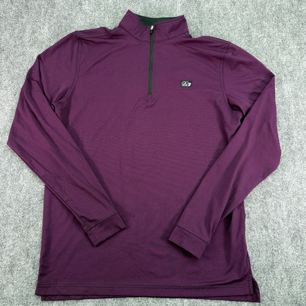 Good Good Golf Pullover Mens Small Purple Black Stripe Quarter Zip Stretch